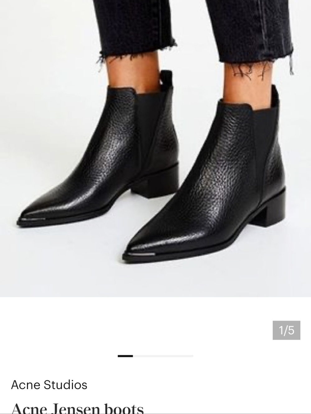 Acne Studios Black Pointed Pebbled Leather Jensen Booties